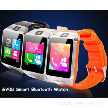 GV08 Bluetooth Smart Watch Phone 1.54" 1.3M camera TF and SIM card slot Pedometer Smart watch for Android support Multi language